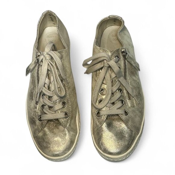 Paul Green Gold/Silver Metallic Tamara Zip Leather Sneakers - UK 5.5, US 8 - Picture 4 of 13